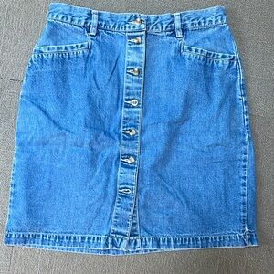 Vintage 90’s Eddie Bauer denim button front mini skirt size medium